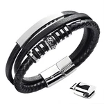 Touyony Mens Leather Bracelet Stainless Steel Braided Black .... Fixed Price $36.50.