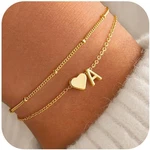 M Mooham Initial Heart Gold Bracelets For Women - Layered Dainty. Fixed Price $24.29.