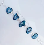 Blue Druzy Agate Gemstone Bracelet 925 Sterling Silver Adjustable Jewelry Gift. Fixed Price $23.40.