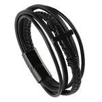 Biyongde Mens Cross Bracelet, Black Leather Braided One Size,. Fixed Price $28.88.