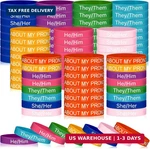 Seenelling 80 Pcs Pronoun Silicone Wristband Bulk Gender Identity Bracelet He Hi. Fixed Price $26.65.