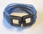 Davinci Collections Crystal Bracelet- 6 Strands- Blue -squares -pave Clear. Fixed Price $13.49.