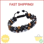 Haskare Triple Protection Bracelet For Men - Genuine Tigers Eye Black Obsidian H. Fixed Price $35.16.