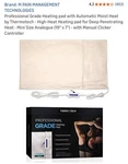 Medical Grade Heating Pad Mini Auto Moist Heat By Thermotech High 19"x7". Fixed Price $45.00.