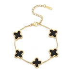 18k Gold Clover Lucky Bracelet For Women Double-sided Pearl Flower Charm. Fixed Price $12.30.