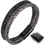 Speroto Men's Leather And Steel Chain Bracelet With Clasp Grey-black 8.0". Fixed Price $30.46.