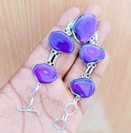 Purple Agate Gemstone Bracelet 925 Sterling Silver Handmade Adjustable Jewelry. Fixed Price $24.30.