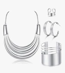 Joerica Bib Choker Necklace Silver Gold Jewelry Set. Fixed Price $15.00.